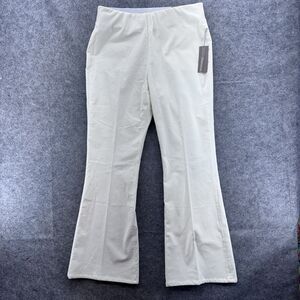 Soft Surroundings Womens Cord Flare Pants Size Large 14/16 Ivory Hippie Boho